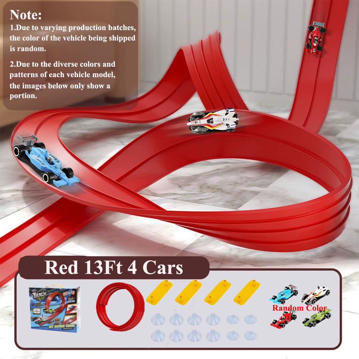 Net Bag/Box 13Ft/16.3Ft Flexible Track Toy & Mini Car DIY Competitive Rail Vehicle Game Educational Gift for Children Christmas