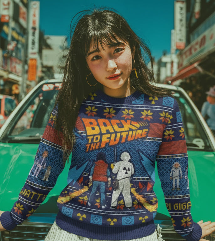 2025 Autumn and Winter Back to the Future Ugly Christmas Sweaters, Cartoon Anime Jerseys for Men and Women, Sportswear