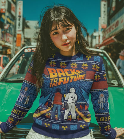 2025 Autumn and Winter Back to the Future Ugly Christmas Sweaters, Cartoon Anime Jerseys for Men and Women, Sportswear