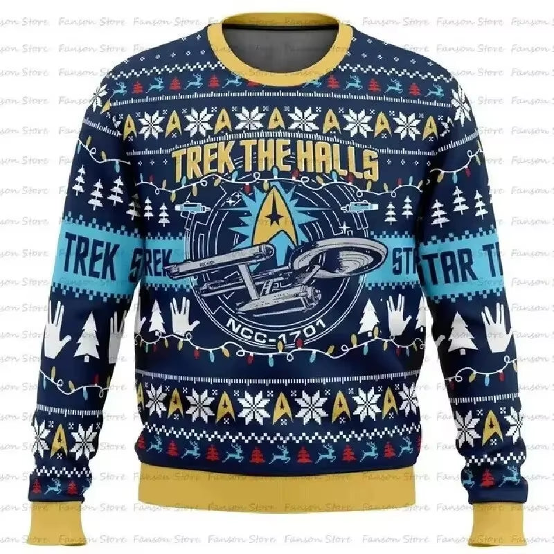 Introducing the 2025 New Fashion Couple Hoodie Sweatshirt – Celebrate the Holidays in Style with Captain Picard from Star Trek! Perfect for Anime Lovers – Unisex Pullover Tops for Men and Women!