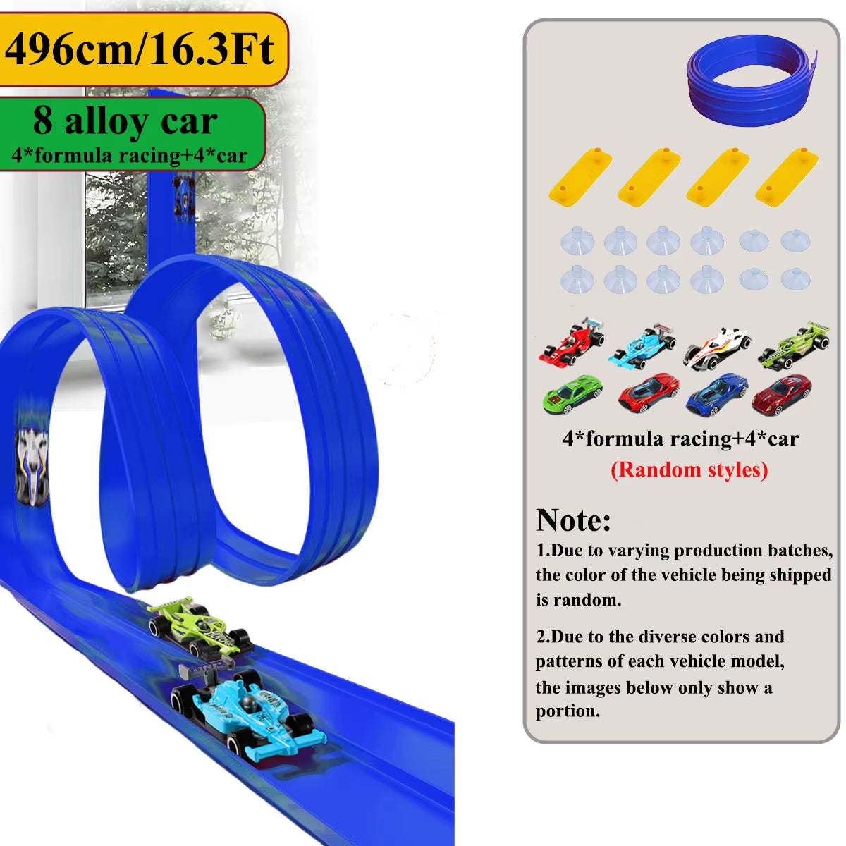 Net Bag/Box 13Ft/16.3Ft Flexible Track Toy & Mini Car DIY Competitive Rail Vehicle Game Educational Gift for Children Christmas