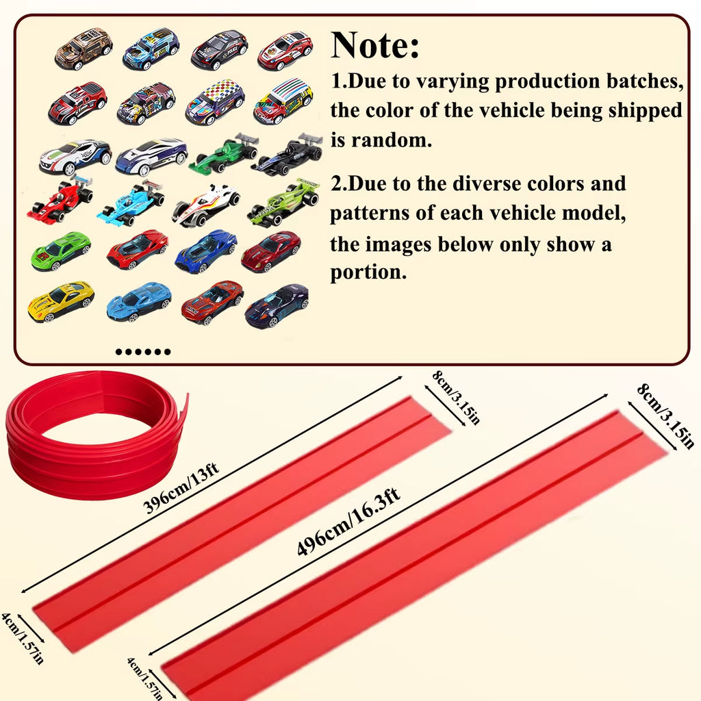 Net Bag/Box 13Ft/16.3Ft Flexible Track Toy & Mini Car DIY Competitive Rail Vehicle Game Educational Gift for Children Christmas