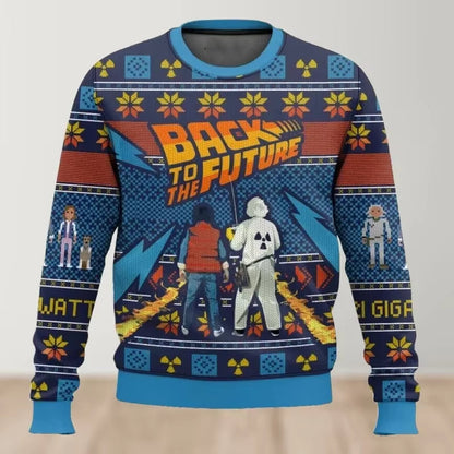 2025 Autumn and Winter Back to the Future Ugly Christmas Sweaters, Cartoon Anime Jerseys for Men and Women, Sportswear